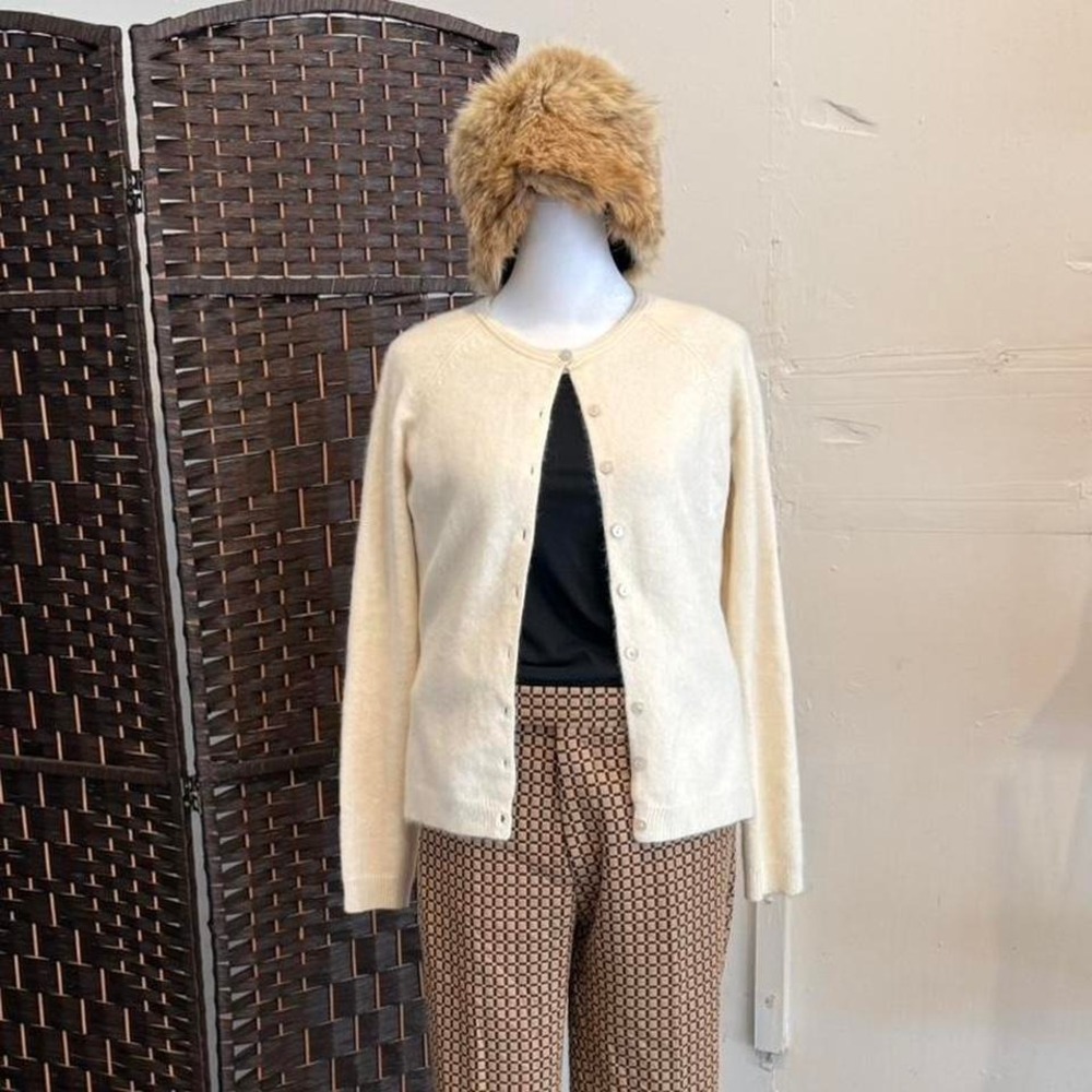 Vintage JACOB Angora Rabbit Hair Sweater Cream Fuzzy Tunic Size Large